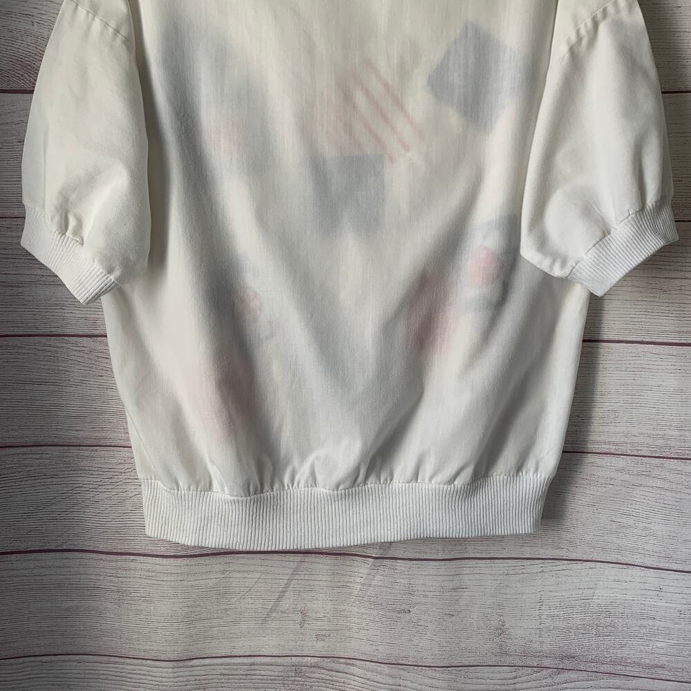 Vintage Caribou White Graphic Shirt with Patriotic Paisley Floral Patches Size M - Picture 7 of 16
